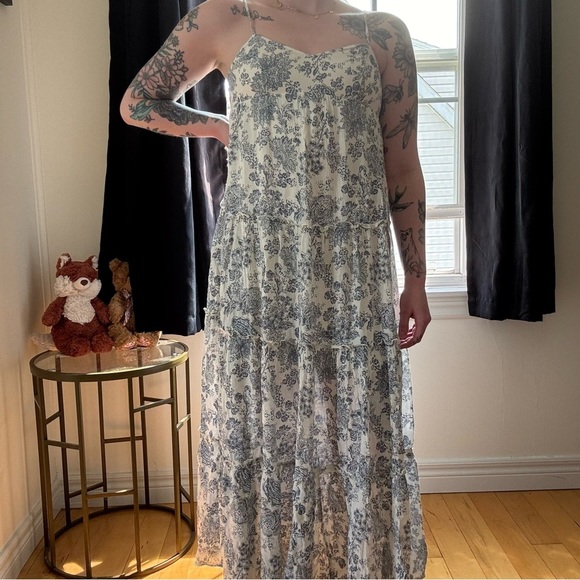 Floral Maxi Dress in Blue and White - Picture 1 of 8